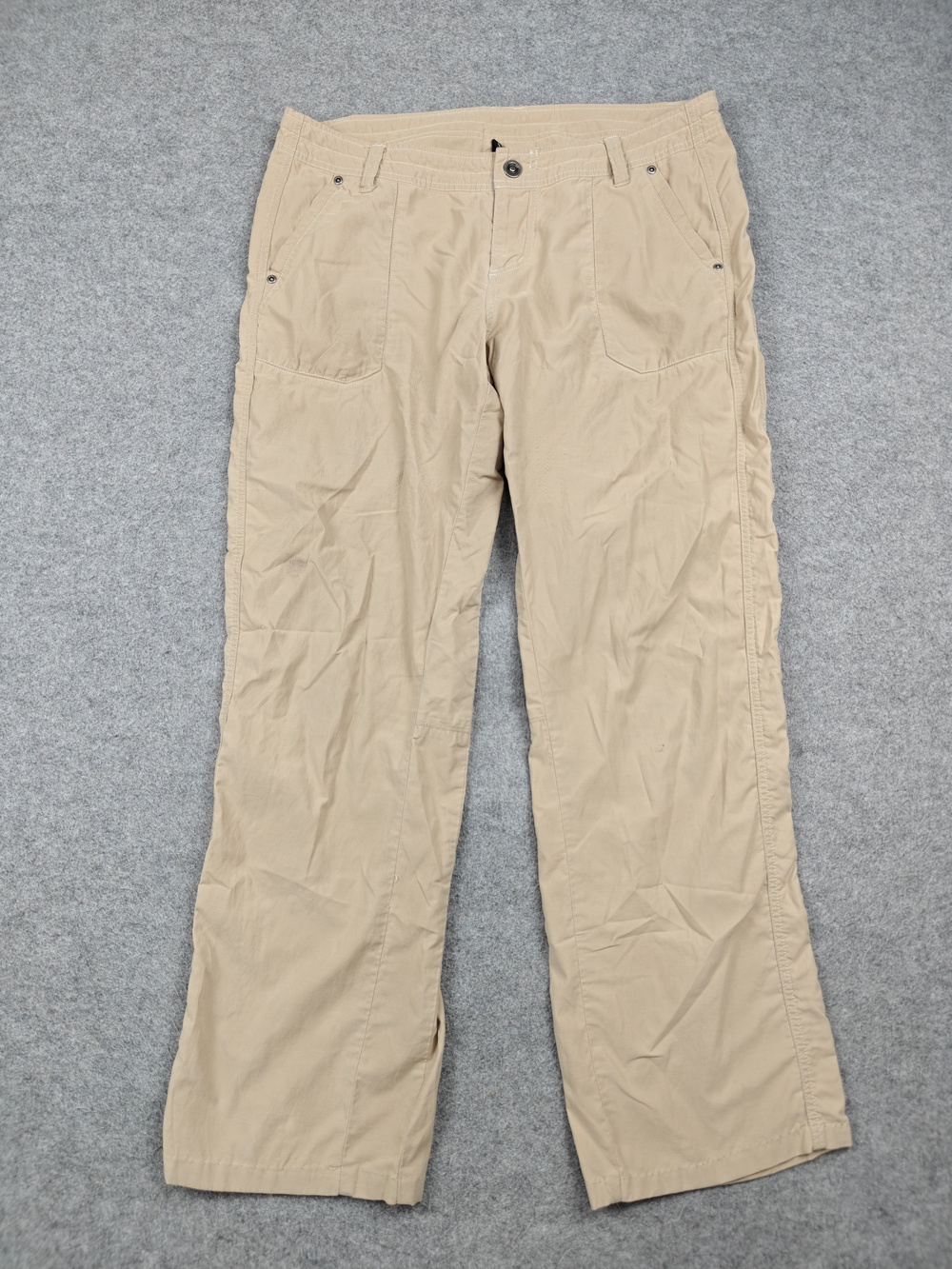 Kuhl Pants Womens 12 Beige Khaki Relaxed Fit Canvas Stretch Travel Pockets